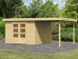 Preview: Woodfeeling Gartenhaus Askola 6 naturbelassen inkl. Schleppdach 240 cm