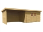 Preview: Woodfeeling Blockbohlenhaus Bastrup 7 mit 300 cm Schleppdach und Rück- und Seitenwand