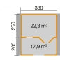 Preview: Weka 28 mm Gartenhaus 111 B mit Vordach und Terrasse (200 cm)