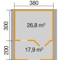 Preview: Weka 28 mm Gartenhaus 111 B mit Vordach und Terrasse (200 cm)