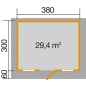 Preview: Weka 45 mm Weekendhaus 136 mit Vordach (60 cm) in zwei Grössen