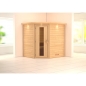 Preview: Karibu Woodfeeling Sauna MIA 38 mm Massivholz Eckeinstieg