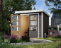 Preview: Karibu Hybrid-Gartenhaus Jupiter 2 B - 19mm Elementhaus - Geräteschuppen - Pultdach - terragrau/weiss