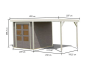 Preview: Karibu Hybrid-Gartenhaus Jupiter 2 D + 2,4m Anbaudach - 19mm Elementhaus - Geräteschuppen - Pultdach - wassergrau/weiss