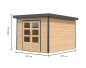 Preview: Karibu Hybrid-Gartenhaus Pluto 6 A - 28mm Elementhaus - Geräteschuppen - Pultdach - natur/anthrazit