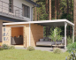 Preview: Karibu Hybrid-Gartenhaus Pluto 6 A + 3m Anbaudach - 28mm Elementhaus - Geräteschuppen - Pultdach - natur/weiss