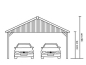 Preview: Fachwerk-Doppel Carport mit Dachschalung B 684 x T 772cm