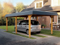 Preview: Skanholz Leimholz-Einzel-Carport Wendland 409 x 870cm mit Abstellraum