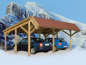 Preview: Skanholz Pultdach-Doppel-Carport 624 x 560cm