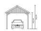 Preview: Satteldach-Einzel-Carport ca. B:380 x T:600 cm mit Dachschalung