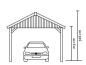 Preview: Satteldach-Einzel-Carport ca. B:430 x T:900cm mit Dachschalung