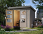 Preview: Karibu Hybrid-Gartenhaus Jupiter 2 D - 19mm Elementhaus - Geräteschuppen - Pultdach - wassergrau/grau