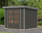 Preview: Karibu Hybrid-Gartenhaus Jupiter 3 B - 19mm Elementhaus - Geräteschuppen - Pultdach - terragrau/grau