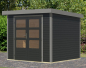 Preview: Karibu Hybrid-Gartenhaus Jupiter 3 C - 19mm Elementhaus - Geräteschuppen - Flachdach - anthrazit/grau