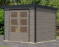 Preview: Karibu Hybrid-Gartenhaus Jupiter 3 D - 19mm Elementhaus - Geräteschuppen - Pultdach - wassergrau/anthrazit