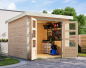 Preview: Karibu Hybrid-Gartenhaus Jupiter 3,5 A - 19mm Elementhaus - Geräteschuppen - Pultdach - natur/weiss