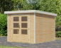 Preview: Karibu Hybrid-Gartenhaus Jupiter 3,5 A - 19mm Elementhaus - Geräteschuppen - Pultdach - natur/weiss
