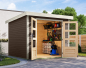 Preview: Karibu Hybrid-Gartenhaus Jupiter 3,5 B - 19mm Elementhaus - Geräteschuppen - Pultdach - terragrau/weiss