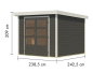 Preview: Karibu Hybrid-Gartenhaus Jupiter 3,5 B - 19mm Elementhaus - Geräteschuppen - Pultdach - terragrau/weiss