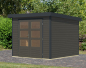 Preview: Karibu Hybrid-Gartenhaus Jupiter 3,5 B - 19mm Elementhaus - Geräteschuppen - Pultdach - terragrau/anthrazit