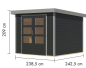 Preview: Karibu Hybrid-Gartenhaus Jupiter 3,5 C - 19mm Elementhaus - Geräteschuppen - Pultdach - anthrazit/grau