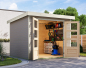 Preview: Karibu Hybrid-Gartenhaus Jupiter 3,5 D - 19mm Elementhaus - Geräteschuppen - Pultdach - wassergrau/weiss