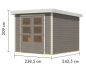 Preview: Karibu Hybrid-Gartenhaus Jupiter 3,5 D - 19mm Elementhaus - Geräteschuppen - Pultdach - wassergrau/weiss