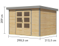 Preview: Karibu Hybrid-Gartenhaus Jupiter 4 A - 19mm Elementhaus - Geräteschuppen - Pultdach - natur/grau