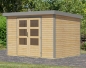 Preview: Karibu Hybrid-Gartenhaus Jupiter 4 A - 19mm Elementhaus - Geräteschuppen - Pultdach - natur/grau
