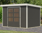 Preview: Karibu Hybrid-Gartenhaus Jupiter 4 B - 19mm Elementhaus - Geräteschuppen - Pultdach - terragrau/weiss