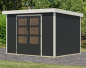 Preview: Karibu Hybrid-Gartenhaus Jupiter 4 C - 19mm Elementhaus - Geräteschuppen - Pultdach - anthrazit/weiss