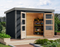 Preview: Karibu Hybrid-Gartenhaus Jupiter 4 C - 19mm Elementhaus - Geräteschuppen - Pultdach - anthrazit/grau