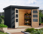 Preview: Karibu Hybrid-Gartenhaus Jupiter 4 C - 19mm Elementhaus - Geräteschuppen - Pultdach - anthrazit/anthrazit