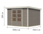 Preview: Karibu Hybrid-Gartenhaus Jupiter 5 D - 19mm Elementhaus - Geräteschuppen - Pultdach - wassergrau/weiss
