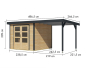 Preview: Karibu Hybrid-Gartenhaus Jupiter 3,5 A + 2,4m Anbaudach - 19mm Elementhaus - Geräteschuppen - Pultdach - natur/anthrazit