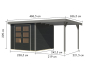 Preview: Karibu Hybrid-Gartenhaus Jupiter 3,5 C + 2,4m Anbaudach - 19mm Elementhaus - Geräteschuppen - Pultdach - anthrazit/grau