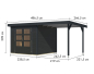 Preview: Karibu Hybrid-Gartenhaus Jupiter 3,5 C + 2,4m Anbaudach - 19mm Elementhaus - Geräteschuppen - Pultdach - anthrazit/anthrazit