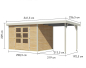 Preview: Karibu Hybrid-Gartenhaus Jupiter 4 A + 2,4m Anbaudach - 19mm Elementhaus - Geräteschuppen - Pultdach - natur/weiss