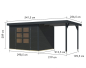 Preview: Karibu Hybrid-Gartenhaus Jupiter 4 C + 2,4m Anbaudach - 19mm Elementhaus - Geräteschuppen - Pultdach - anthrazit/anthrazit