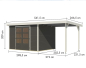 Preview: Karibu Hybrid-Gartenhaus Jupiter 5 B + 2,4m Anbaudach - 19mm Elementhaus - Geräteschuppen - Pultdach - terragrau/weiss