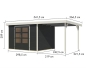 Preview: Karibu Hybrid-Gartenhaus Jupiter 5 C + 2,4m Anbaudach - 19mm Elementhaus - Geräteschuppen - Pultdach - anthrazit/weiss