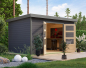 Preview: Karibu Hybrid-Gartenhaus Pluto 7 B - 28mm Elementhaus - Geräteschuppen - Pultdach - terragrau/grau