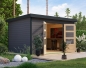 Preview: Karibu Hybrid-Gartenhaus Pluto 7 B - 28mm Elementhaus - Geräteschuppen - Pultdach - terragrau/anthrazit