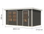 Preview: Karibu Hybrid-Gartenhaus Merkur B - 19mm Elementhaus - 2-Raum-Gartenhaus - Pultdach - terragrau/weiss