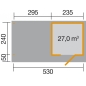 Preview: Weka Gartenhaus Designhaus wekaLine 172 B mit Anbau (295 cm) Gr. 3