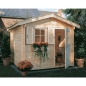 Preview: Weka Gartenhaus Typ 107 in 28 mm mit Vordach (20 cm) Gr. 4