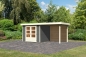 Preview: Gartenhaus Askola 3,5 mit 240cm Anbaudach + Rückwand
