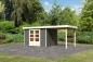 Preview: Gartenhaus Askola 5 mit 240cm Anbaudach in Terragrau