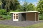 Preview: Gartenhaus Askola 5 mit 280cm Anbaudach und Rückwand