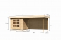 Preview: Gartenhaus Askola 3 mit Rückwand +280cm Anbaudach